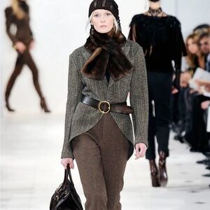 Vintage Ralph Lauren Collection Runway Wool Cashmere Long Blazer Jacket size 8